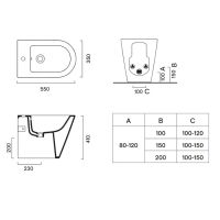 Биде Catalano Zero 119551001 напольное схема 2