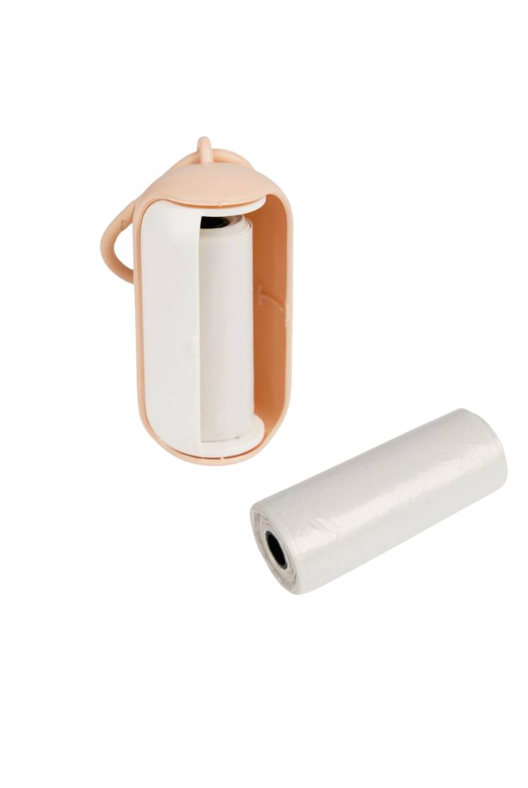 Контейнер-раздвижной с мешками для уборки (рулон 15 пакетов 29х21 см), бело-розовый