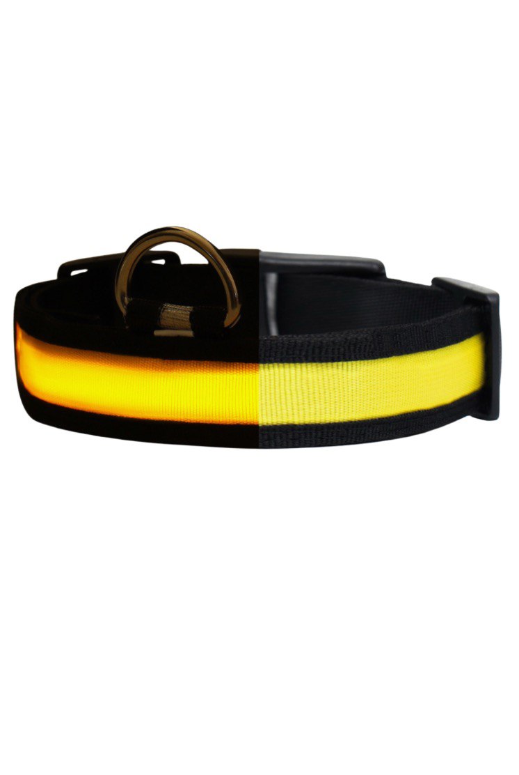 Ошейник с подсветкой Flash 3 режима свечения, размер М, ОШ 40-48 х 2,5 см желтый