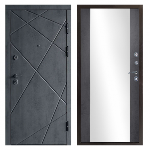 Входная дверь Termo-door Лучи Бетон - Зеркало Бетон темный