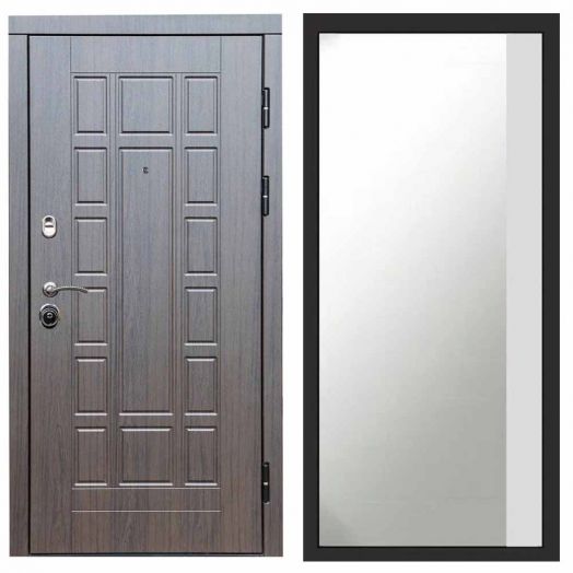 Входная дверь Termo-door Виргиния Венге - Широкое Зеркало Фацет Белый софт