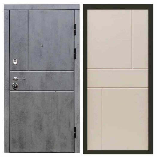 Входная дверь Termo-door Вертикаль Бетон - Горизонт Слоновая кость