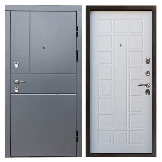 Входная дверь Termo-door Вертикаль Грей - Престиж Белое дерево