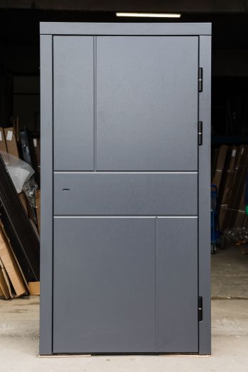 Входная дверь Termo-door Вертикаль Грей - Широкое Зеркало Фацет Черный кварц