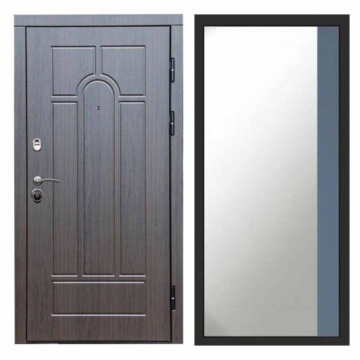 Входная дверь Termo-door Модена Венге - Широкое Зеркало Фацет Грей софт