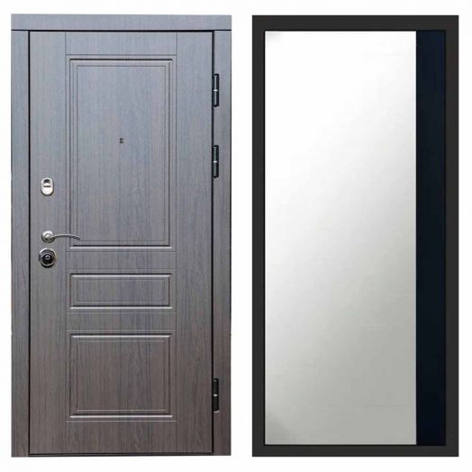 Входная дверь Termo-door Орегон Венге - Широкое Зеркало Фацет Черный кварц