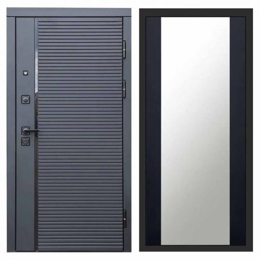 Входная дверь Termo-door Black Line - Зеркало Черный кварц+тонировка