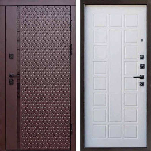 Входная дверь Termo-door Simple Шоколад - Престиж Белое дерево