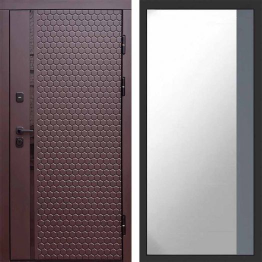 Входная дверь Termo-door Simple Шоколад - Широкое Зеркало Фацет Грей софт