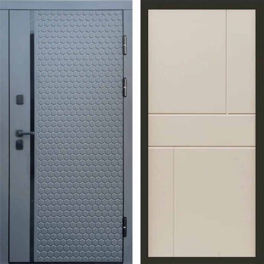 Входная дверь Termo-door Simple Графит - Горизонт Слоновая кость