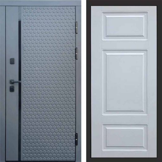 Входная дверь Termo-door Simple Графит - Лион Белый софт