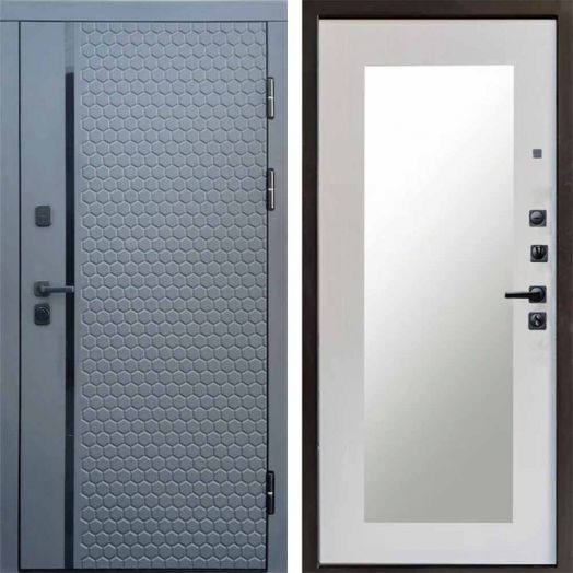 Входная дверь Termo-door Simple Графит - Зеркало триумф Лиственница
