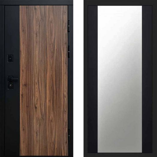 Входная дверь Termo-door Флэш - Зеркало Черный кварц+тонировка