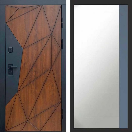 Входная дверь Termo-door Геометрия - Широкое Зеркало Фацет Грей софт