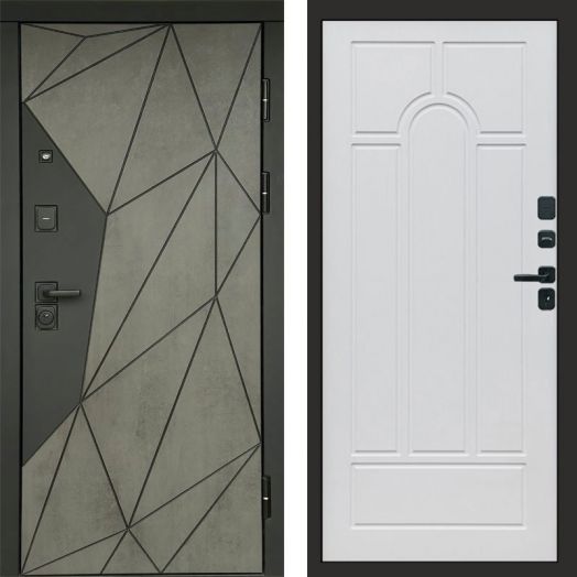 Входная дверь Termo-door Геометрия Бетон - Арка Белое дерево