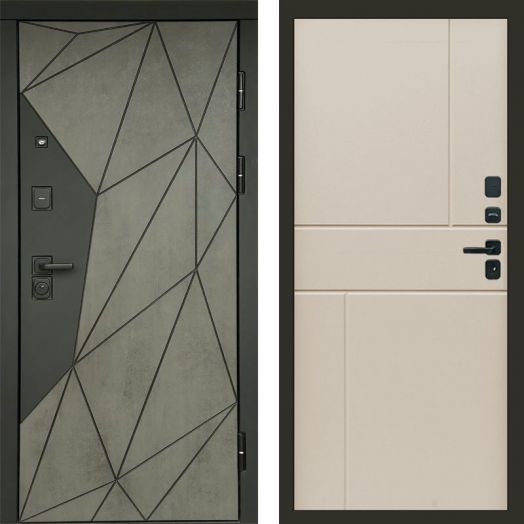 Входная дверь Termo-door Геометрия Бетон - Горизонт Слоновая кость