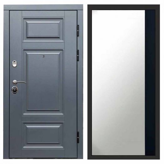 Входная дверь Termo-door Премиум Грей - Широкое Зеркало Фацет Черный кварц