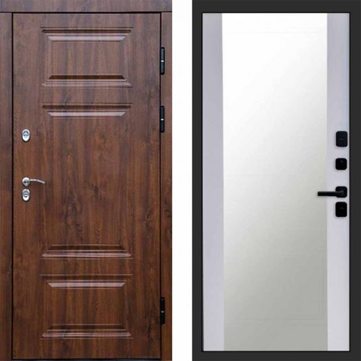 Входная дверь Termo-door Премиум Дуб - Зеркало Белый софт