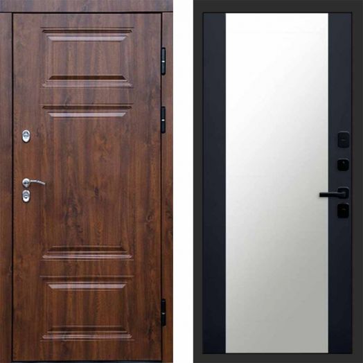 Входная дверь Termo-door Премиум Дуб - Зеркало Черный кварц+тонировка