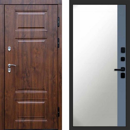 Входная дверь Termo-door Премиум Дуб - Широкое Зеркало Фацет Грей софт