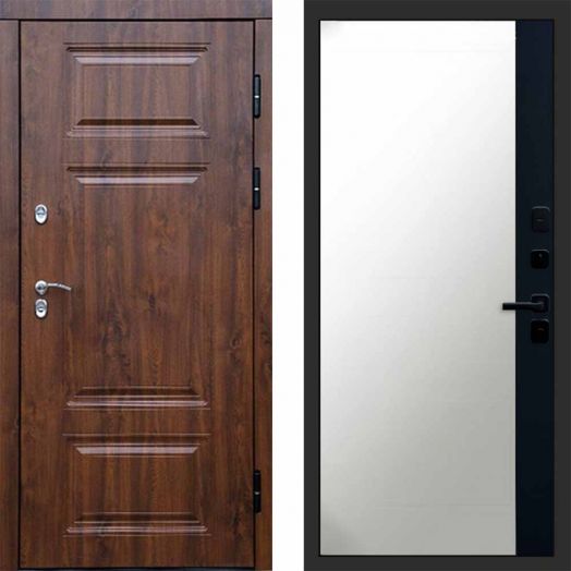 Входная дверь Termo-door Премиум Дуб - Широкое Зеркало Фацет Черный кварц
