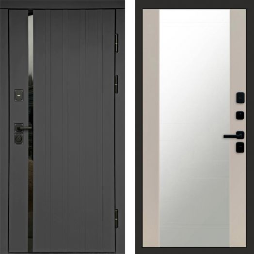 Входная дверь Termo-door Роял Графит - Зеркало Слоновая кость