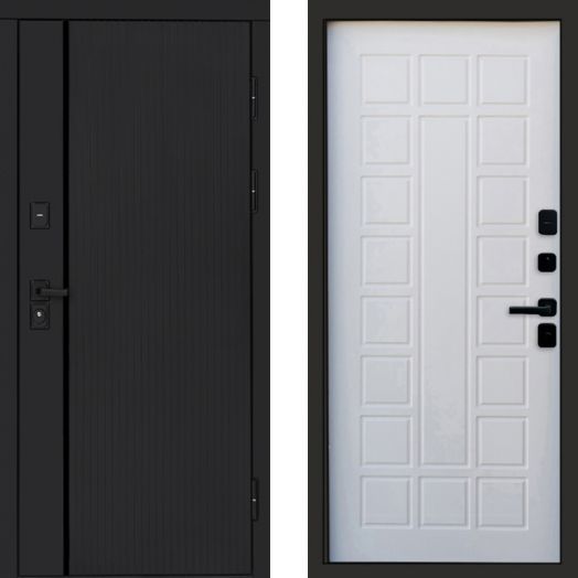 Входная дверь Termo-door Урбан Black - Престиж Белое дерево