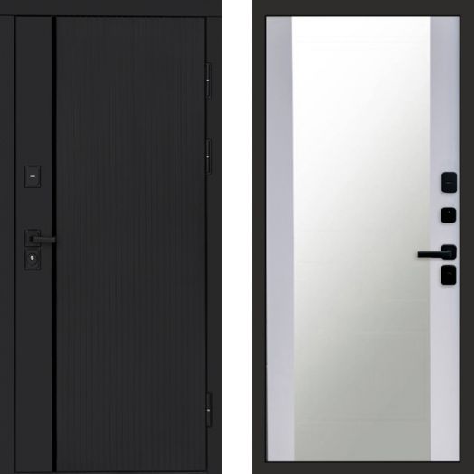 Входная дверь Termo-door Урбан Black - Зеркало Белый софт