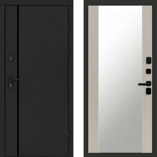 Входная дверь Termo-door Урбан Black - Зеркало Слоновая кость
