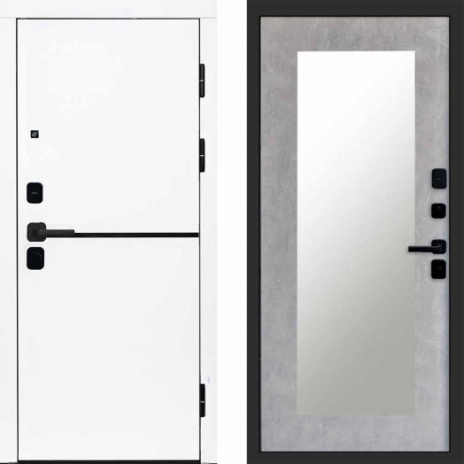 Входная дверь Termo-door Тренд WHITE - Зеркало триумф Бетон светлый