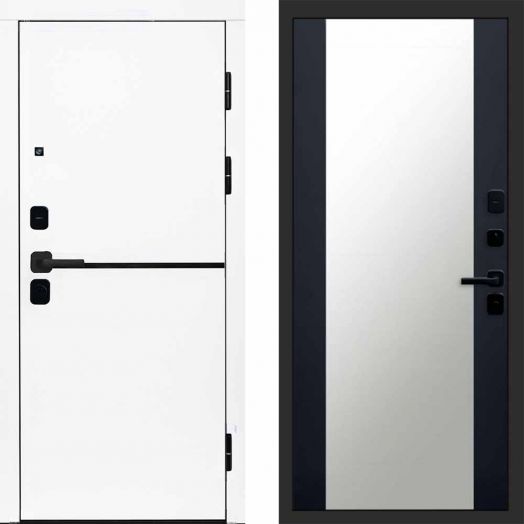 Входная дверь Termo-door Тренд WHITE - Зеркало Черный кварц+тонировка