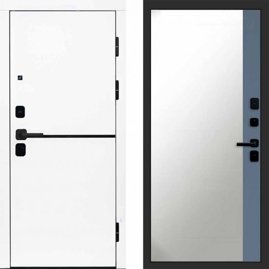 Входная дверь Termo-door Тренд WHITE - Широкое Зеркало Фацет Грей софт