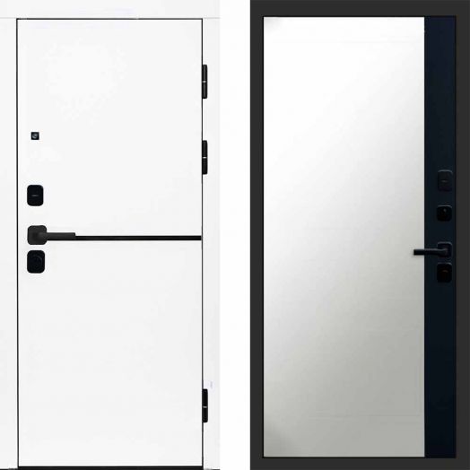 Входная дверь Termo-door Тренд WHITE - Широкое Зеркало Фацет Черный кварц