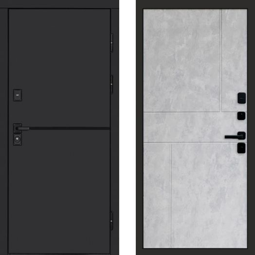 Входная дверь Termo-door Тренд Black - Горизонт Бетон светлый