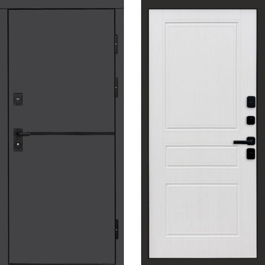 Входная дверь Termo-door Тренд Графит - Классика Белое дерево