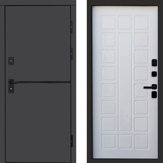 Входная дверь Termo-door Тренд Графит - Престиж Белое дерево