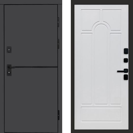 Входная дверь Termo-door Тренд Графит - Арка Белое дерево