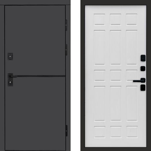 Входная дверь Termo-door Тренд Графит - Спарта Белое дерево