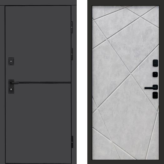 Входная дверь Termo-door Тренд Графит - Лучи Бетон светлый