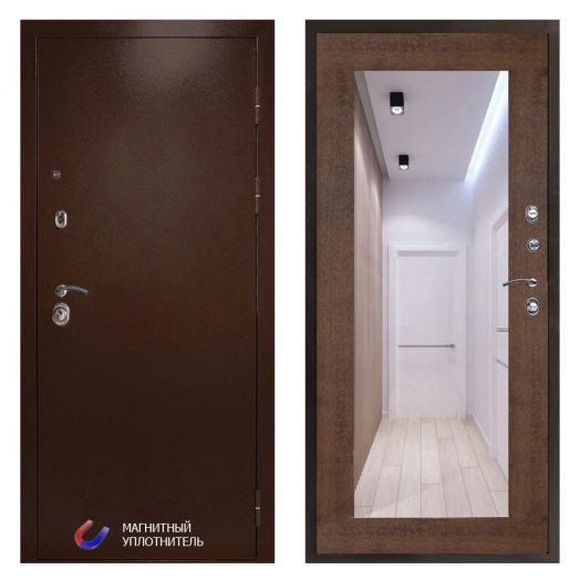 Входная дверь Termo-door Техно Медь - Зеркало триумф Дуб