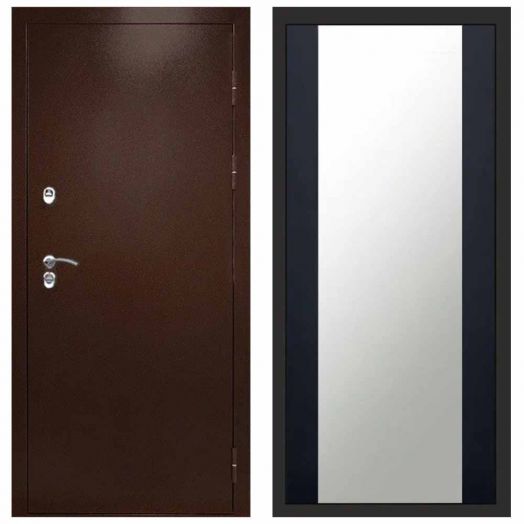 Входная дверь Termo-door Техно Медь - Зеркало Черный кварц+тонировка