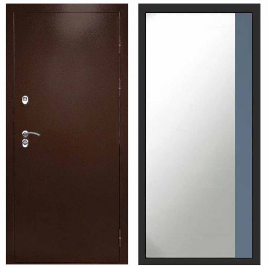 Входная дверь Termo-door Техно Медь - Широкое Зеркало Фацет Грей софт