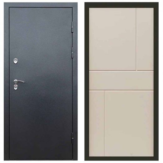 Входная дверь Termo-door Техно Графит - Горизонт Слоновая кость
