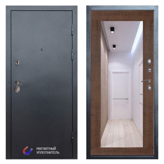 Входная дверь Termo-door Техно Графит - Зеркало триумф Дуб