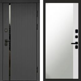 Входная дверь Termo-door Роял Графит - Широкое Зеркало Фацет Белый софт
