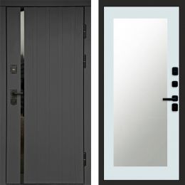 Входная дверь Termo-door Роял Графит - Зеркало триумф Белый софт