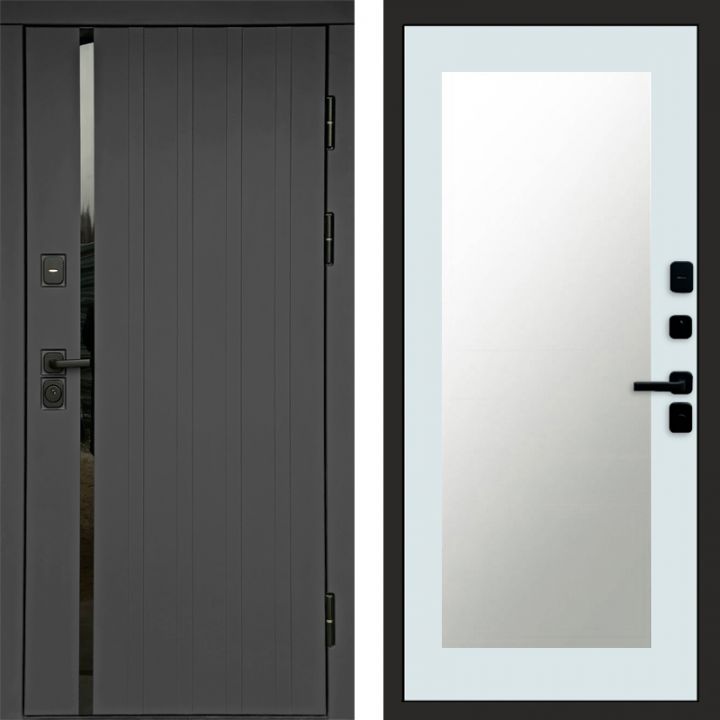 Входная дверь Termo-door Роял Графит - Зеркало триумф Белый софт