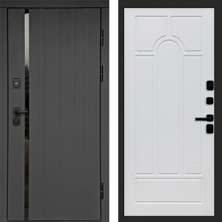 Входная дверь Termo-door Роял Графит - Арка Белое дерево
