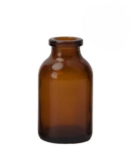 Флакон инъекционный 30 мл, темное боросиликатное стекло, круглый скат горла, гладкое горло G20, без пробки, 300 шт/упак