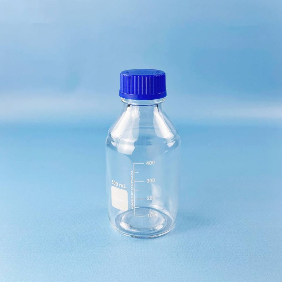 Банка для реактивов Labdevices GL45, 500 мл, стекло Boro 3.3, светлое стекло, с винтовой крышкой, градуированная